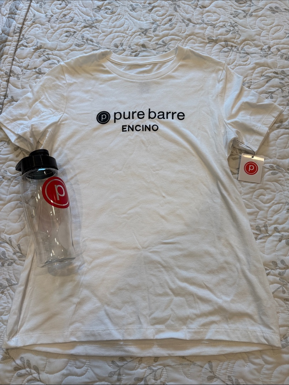 Pure Barre White Tee with Black Logo